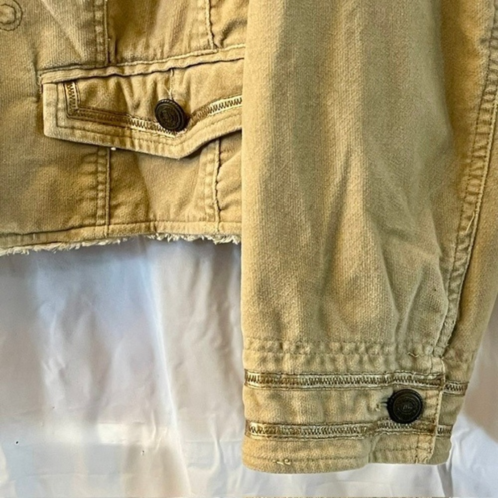 Venezia Supreme Vintage Y2K Tan Corduroy Distressed Boho Blazer Jacket 14/16 - Picture 6 of 10